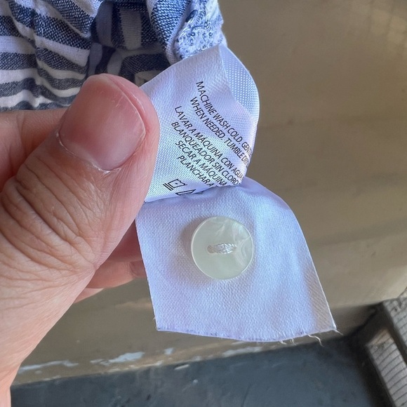 Orvis Striped Linen Button Down Shirt - Size L - Nautical Summer Casual Modest - Picture 5 of 8